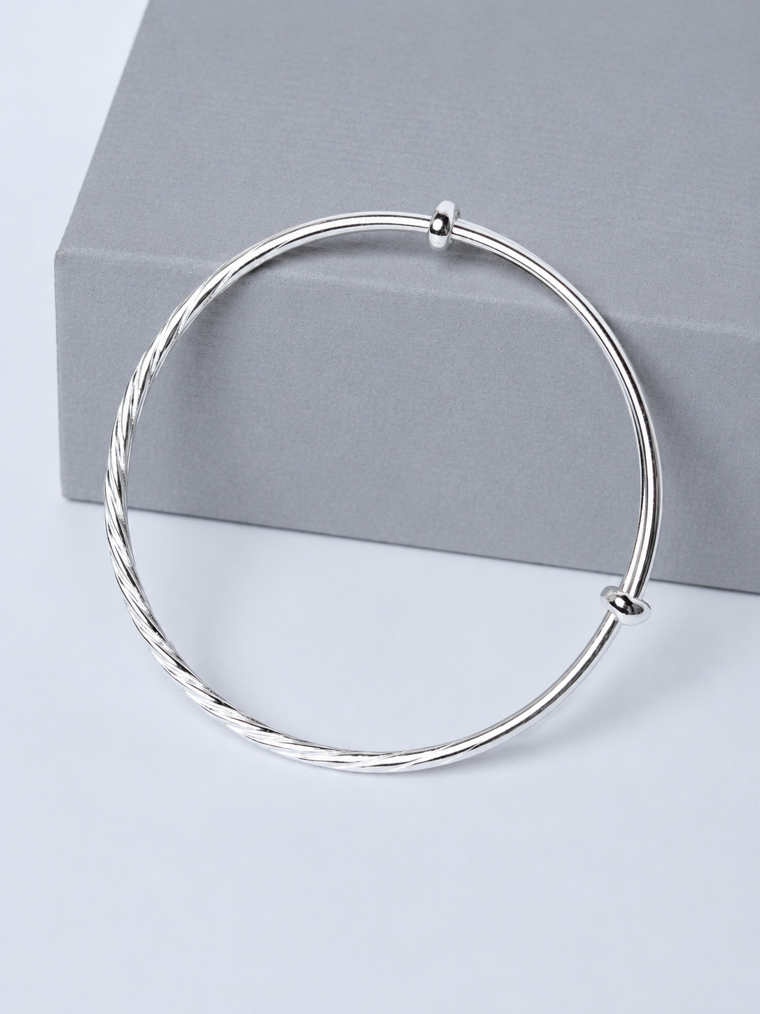 999 Pure Silver Twisted Adjustable Kada for Women - View 4