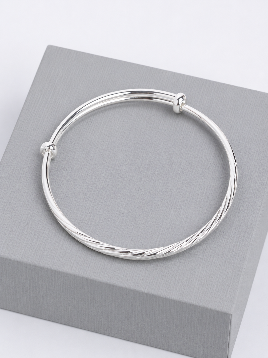 999 Pure Silver Twisted Adjustable Kada for Women - View 5