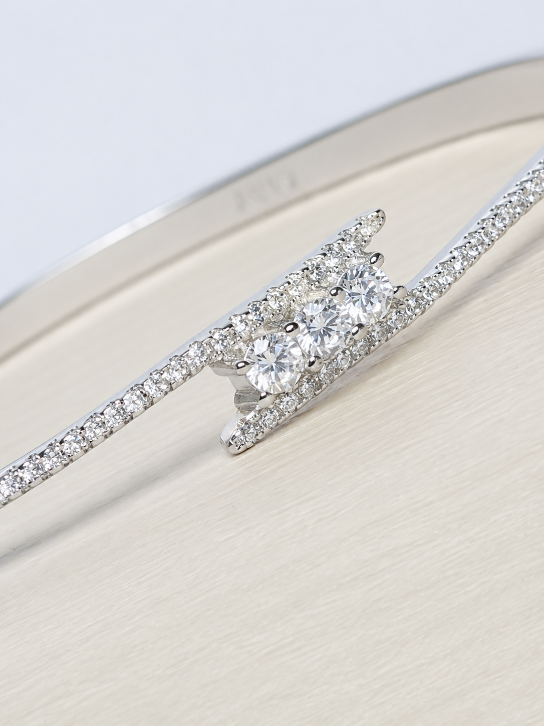 Luna Triple Stone 925 Sterling Silver Kada for Women - View 2