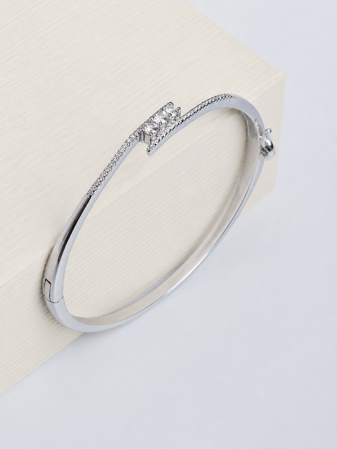 Luna Triple Stone 925 Sterling Silver Kada for Women - View 5