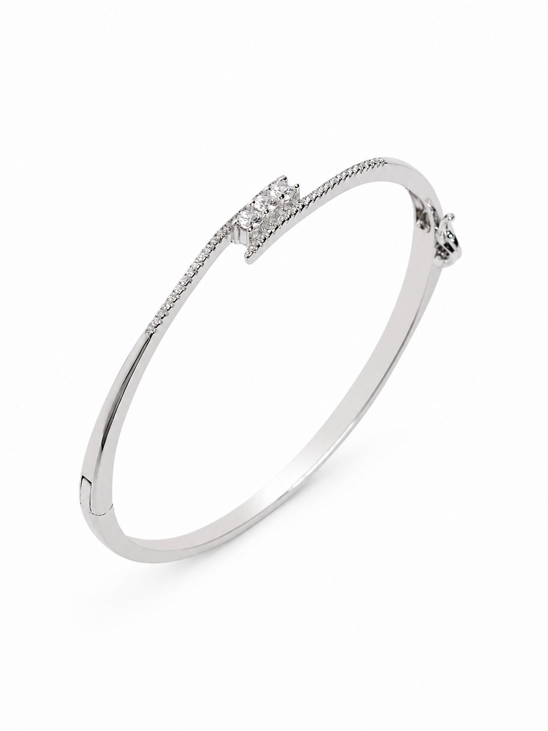 Luna Triple Stone 925 Sterling Silver Kada for Women - View 6
