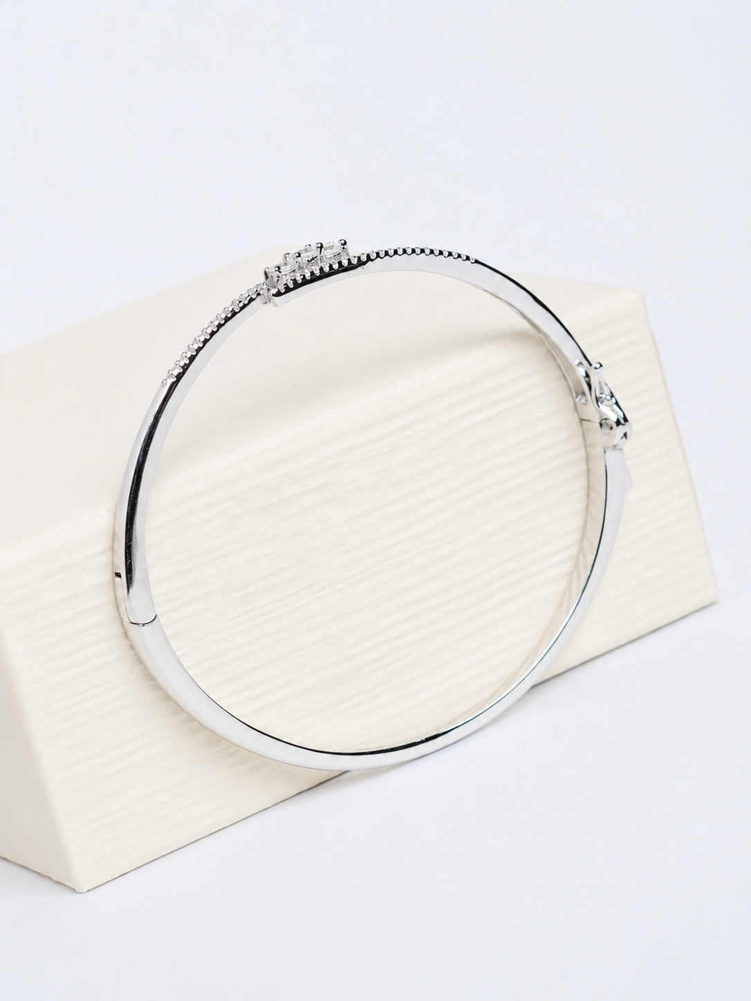Luna Triple Stone 925 Sterling Silver Kada for Women - View 7