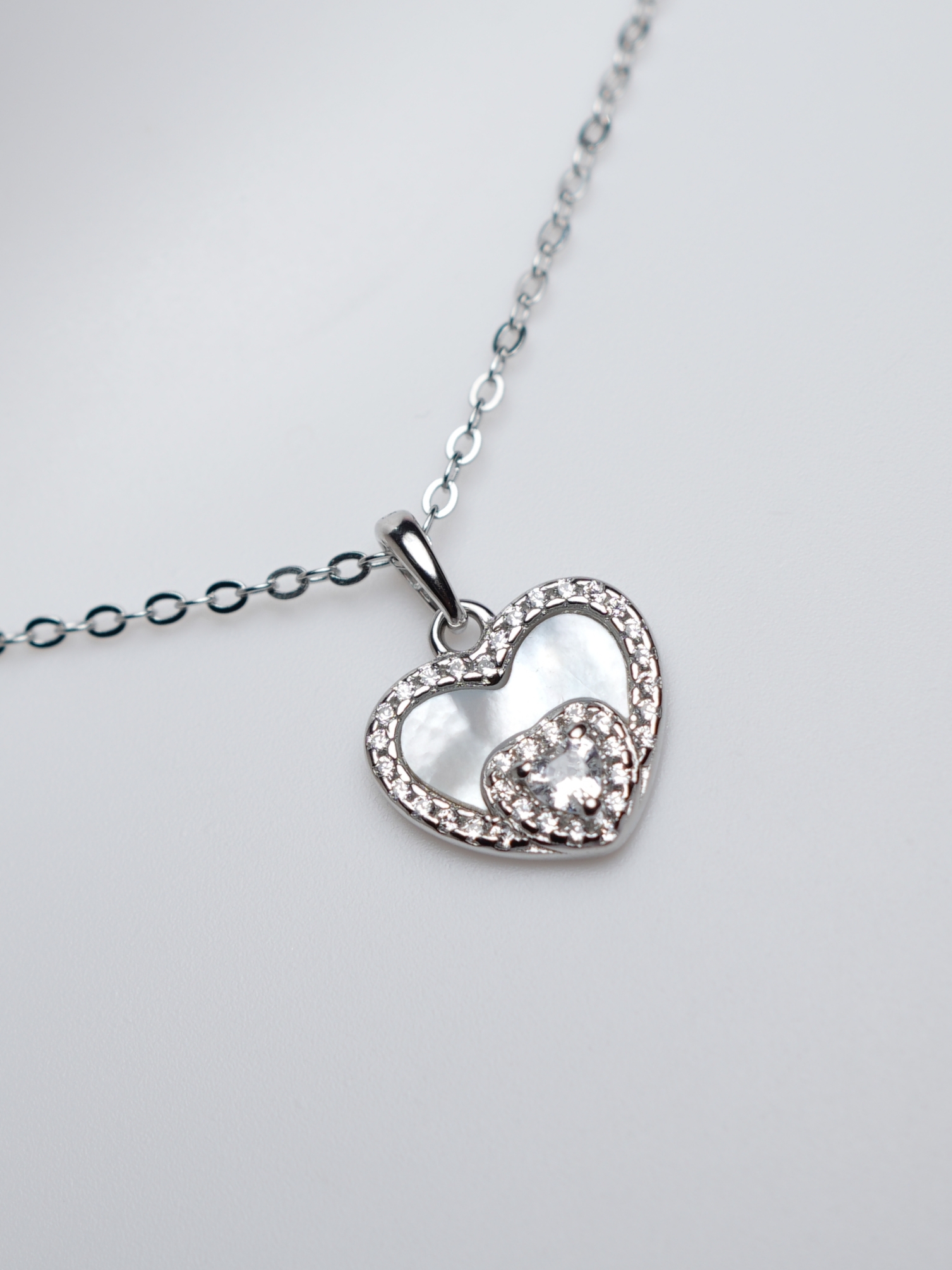 925 Sterling Silver Heart Pendant with Chain for Women - View 3