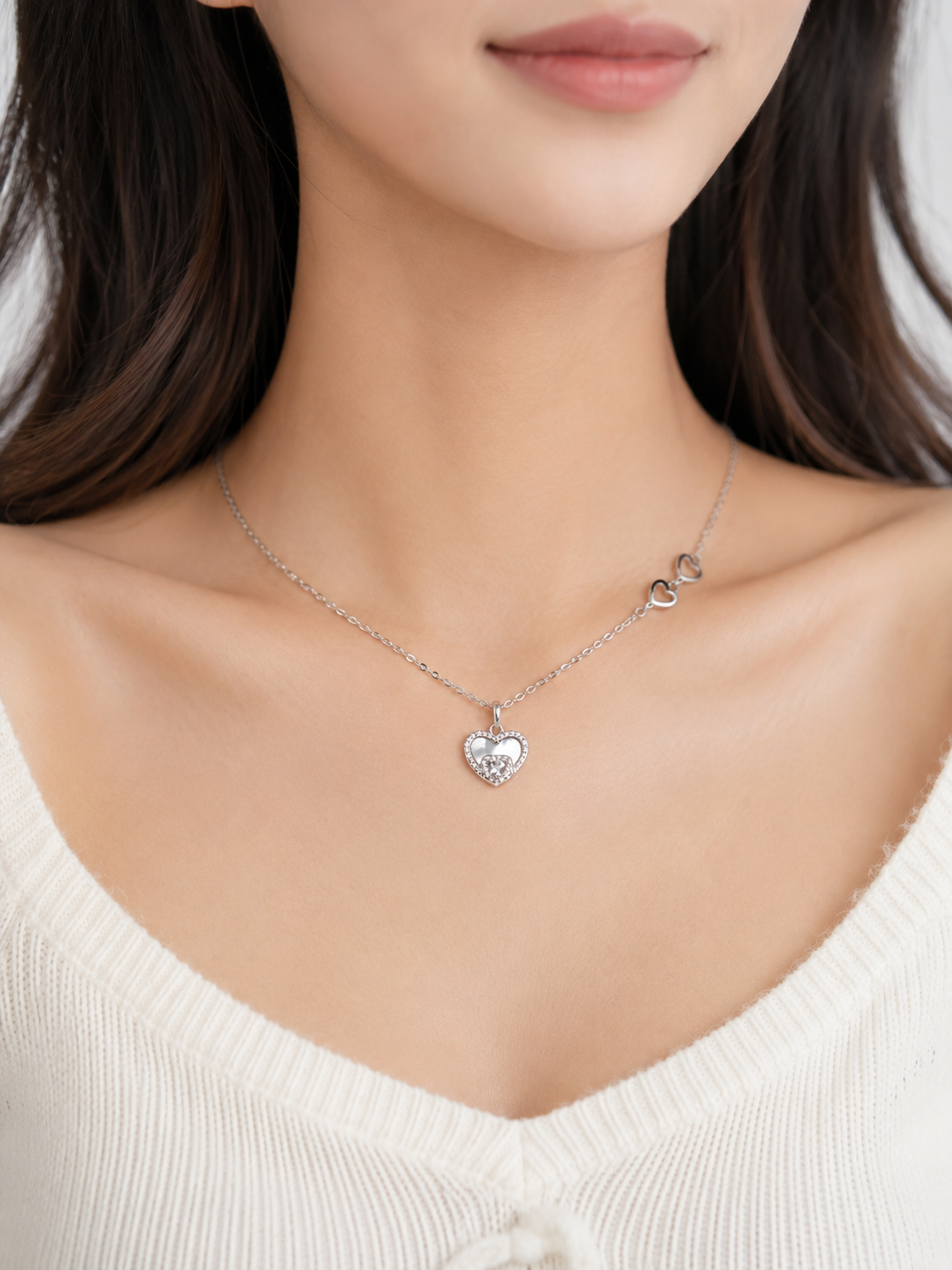 925 Sterling Silver Heart Pendant with Chain for Women - View 2