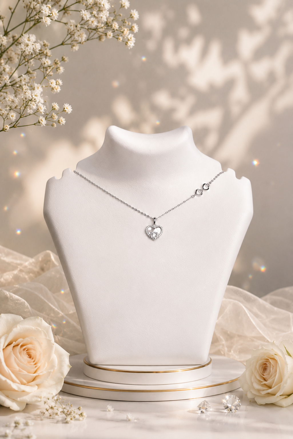 925 Sterling Silver Heart Pendant with Chain for Women