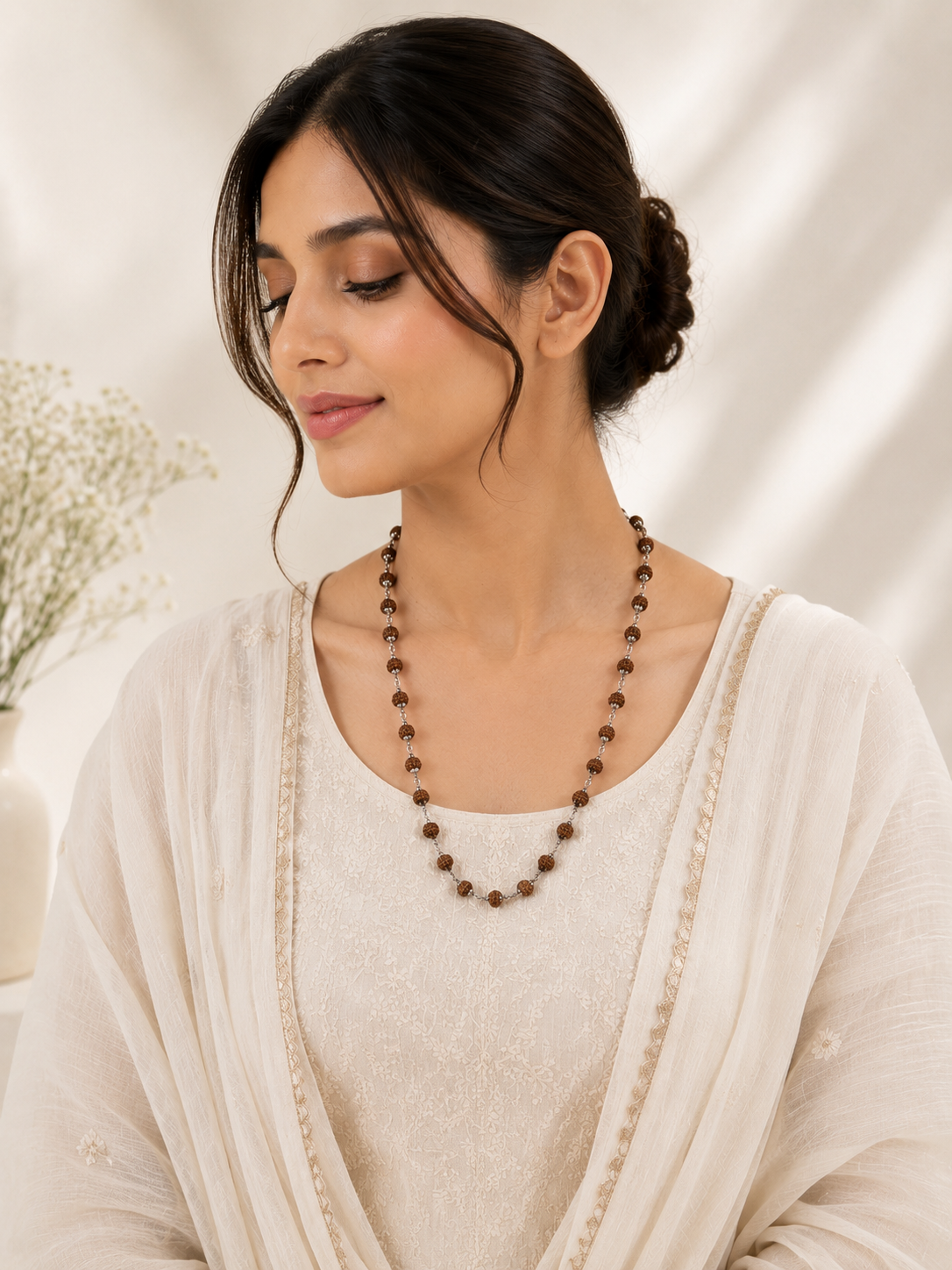 925 Sterling Silver Rudraksha Mala – Premium Handmade Spiritual Beaded Chain - View 5