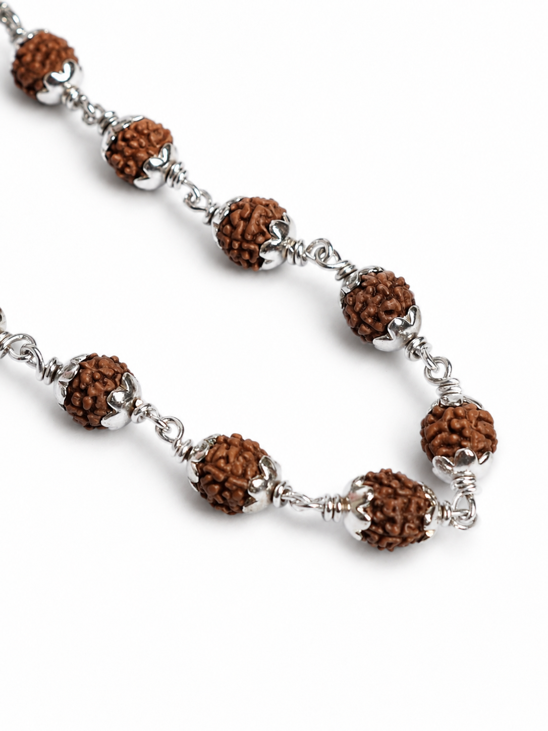 925 Sterling Silver Rudraksha Mala – Premium Handmade Spiritual Beaded Chain - View 2