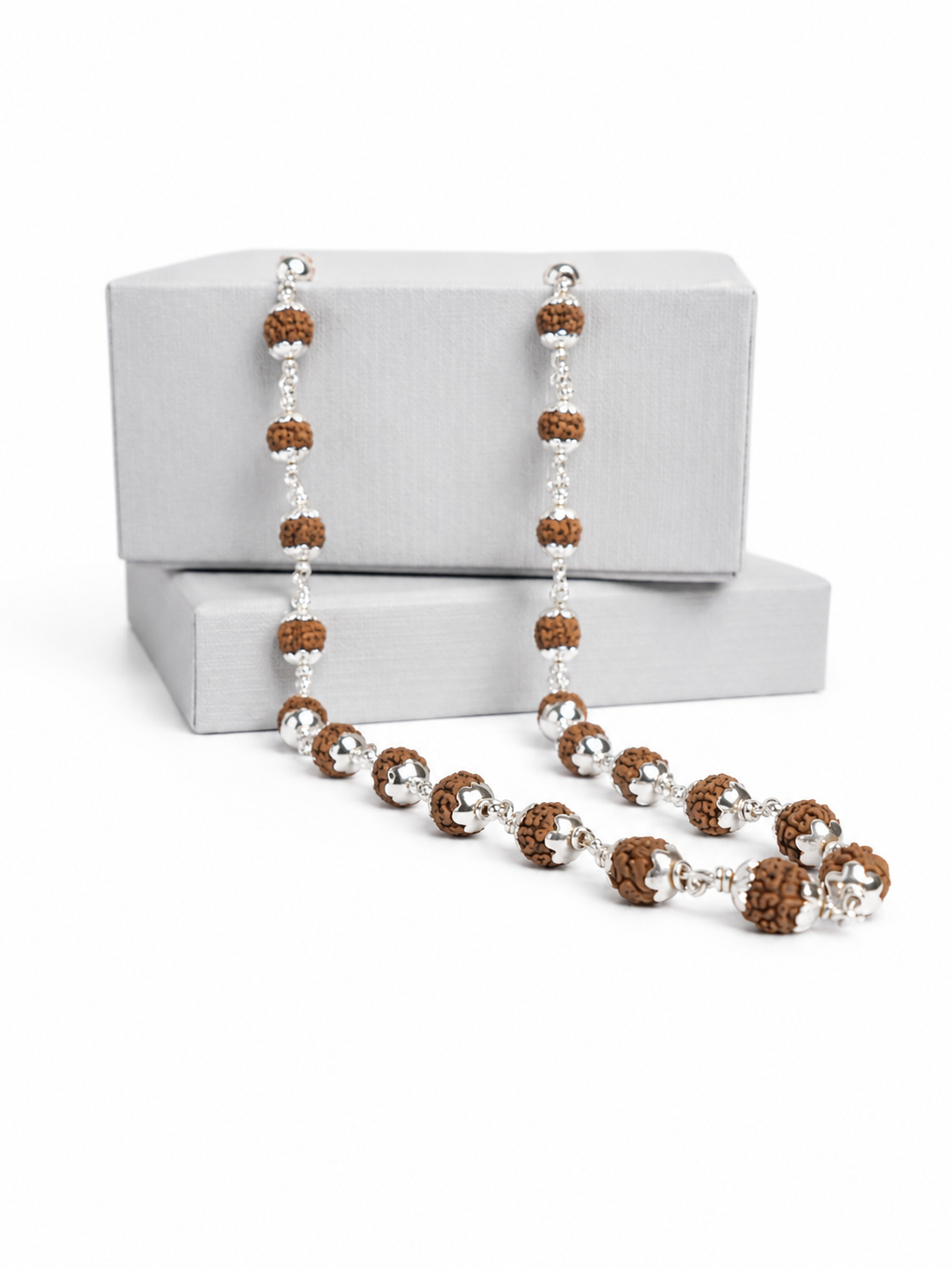 925 Sterling Silver Rudraksha Mala – Premium Handmade Spiritual Beaded Chain - View 4