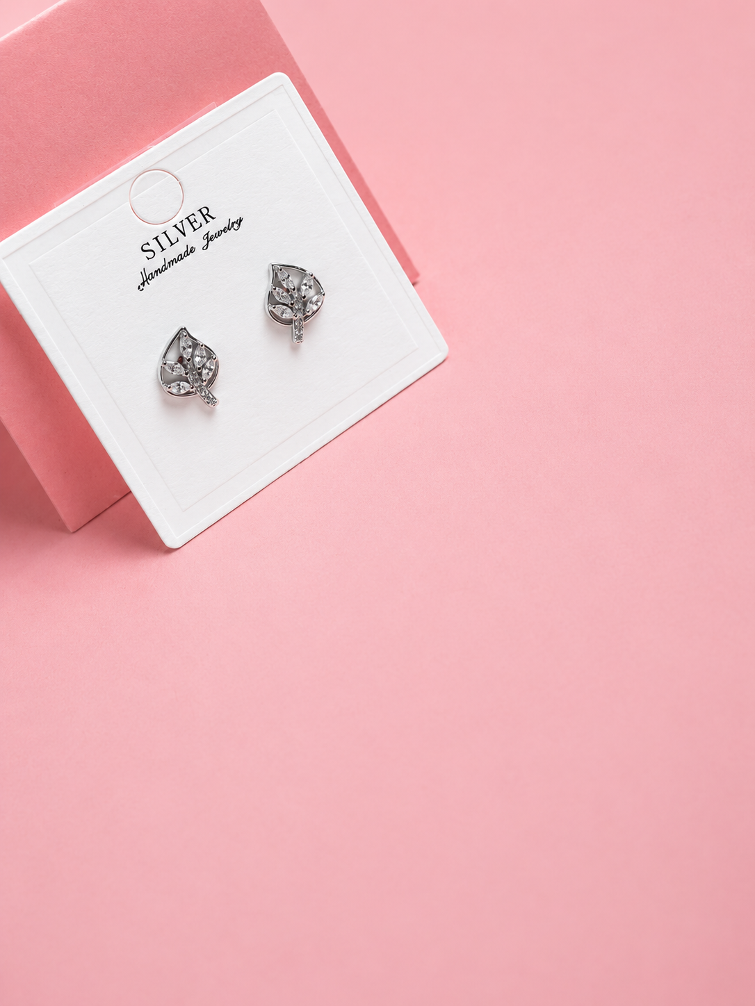 925 Sterling Silver Leaf Sparkle Stud Earrings for Women - View 4