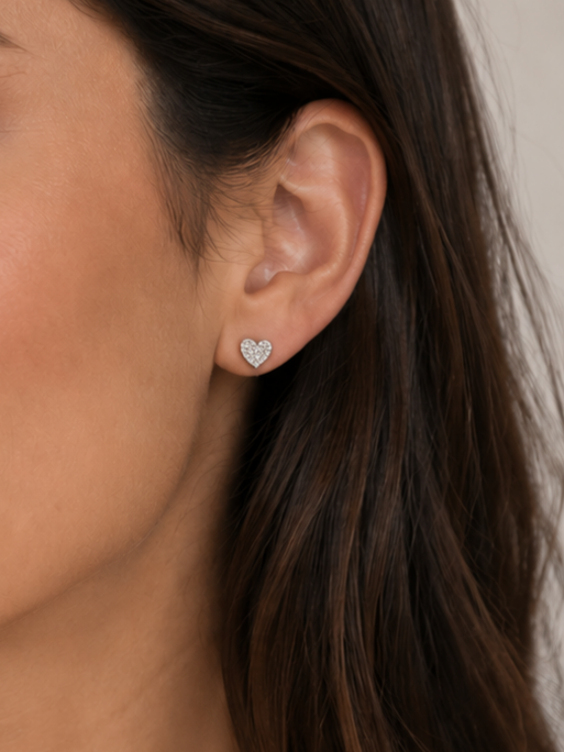 Celeste Heart Dual-Face 925 Sterling Silver Earrings - View 2