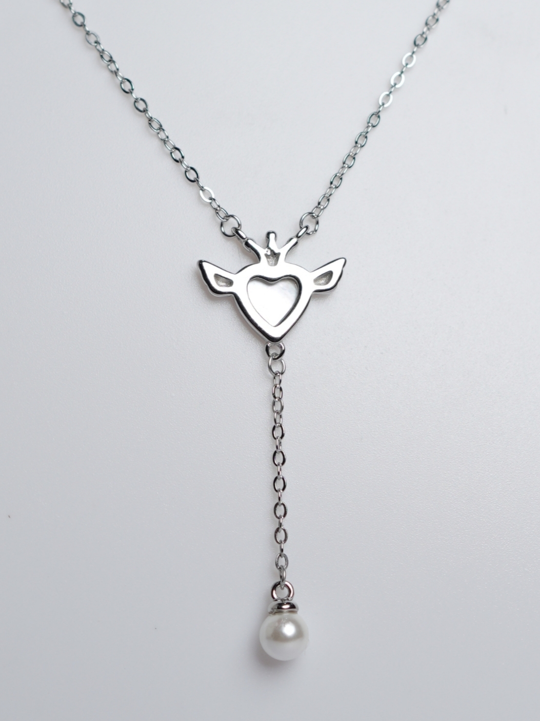 925 Sterling Silver Angel Heart Pendant Set with Pearl Drop for Women - View 4