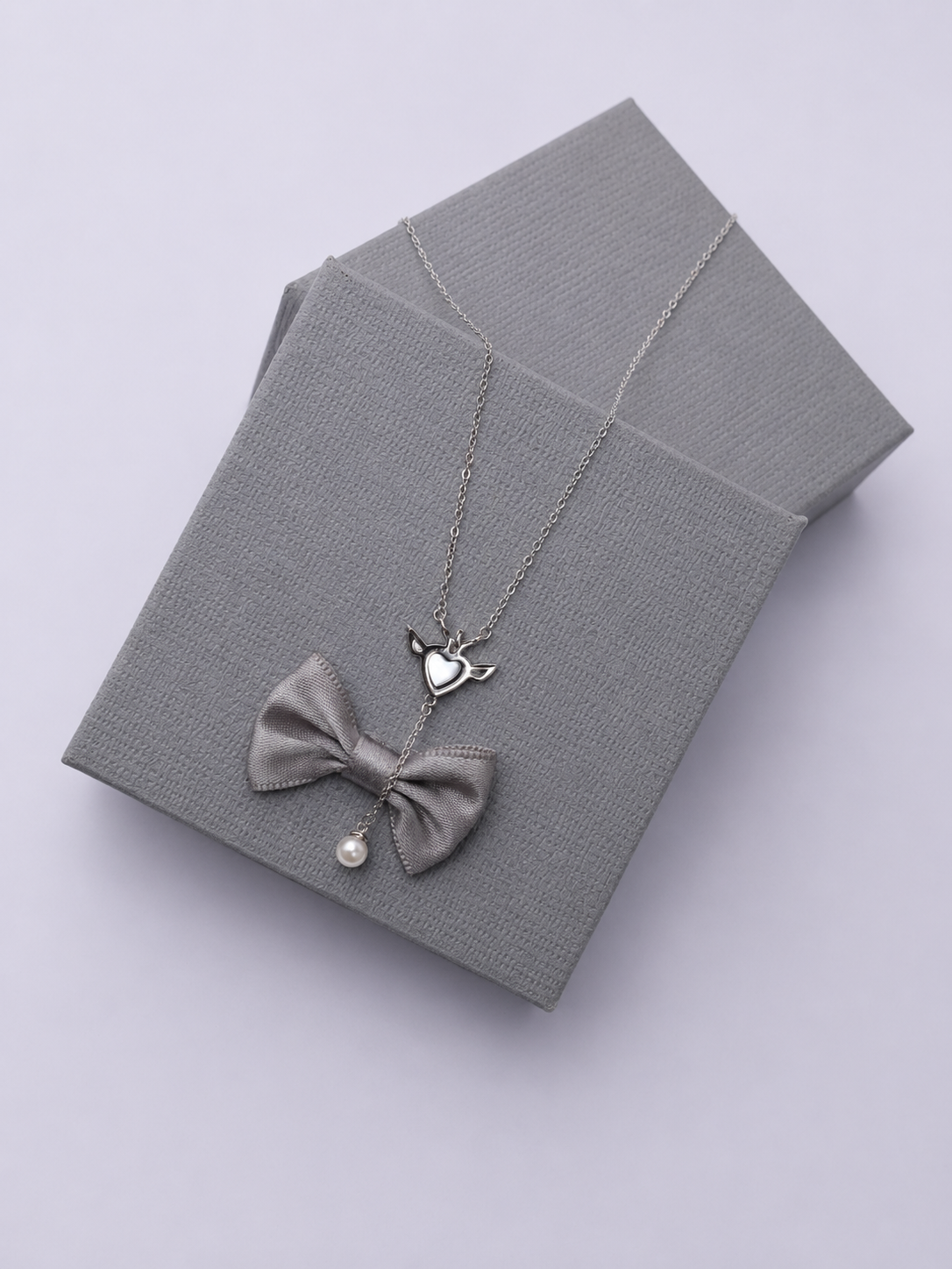 925 Sterling Silver Angel Heart Pendant Set with Pearl Drop for Women - View 7