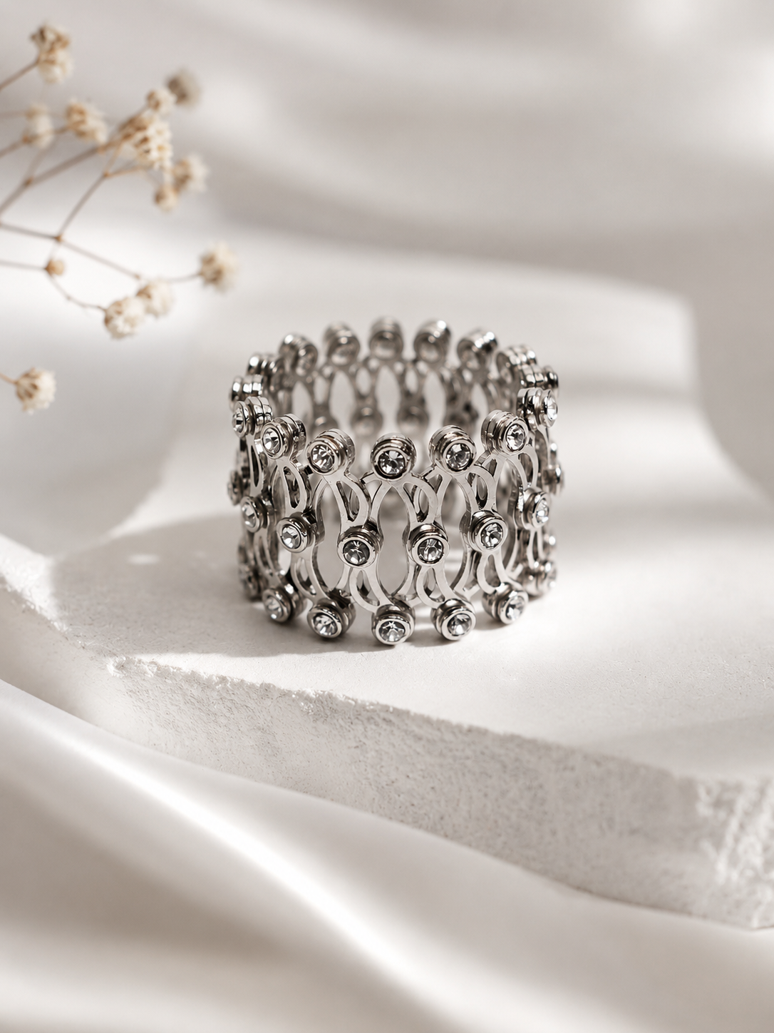 925 Sterling Silver Infinity Bloom Kada Ring for Women | Adjustable Open Bracelet Ring - View 4