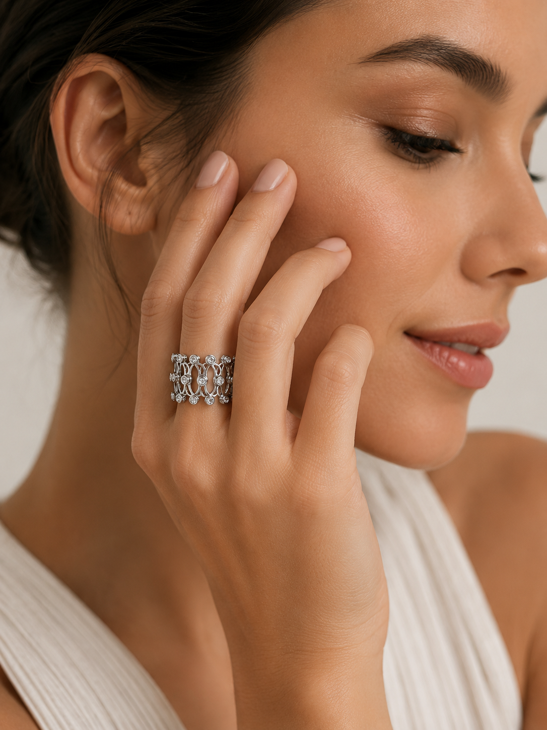 925 Sterling Silver Infinity Bloom Kada Ring for Women | Adjustable Open Bracelet Ring - View 5