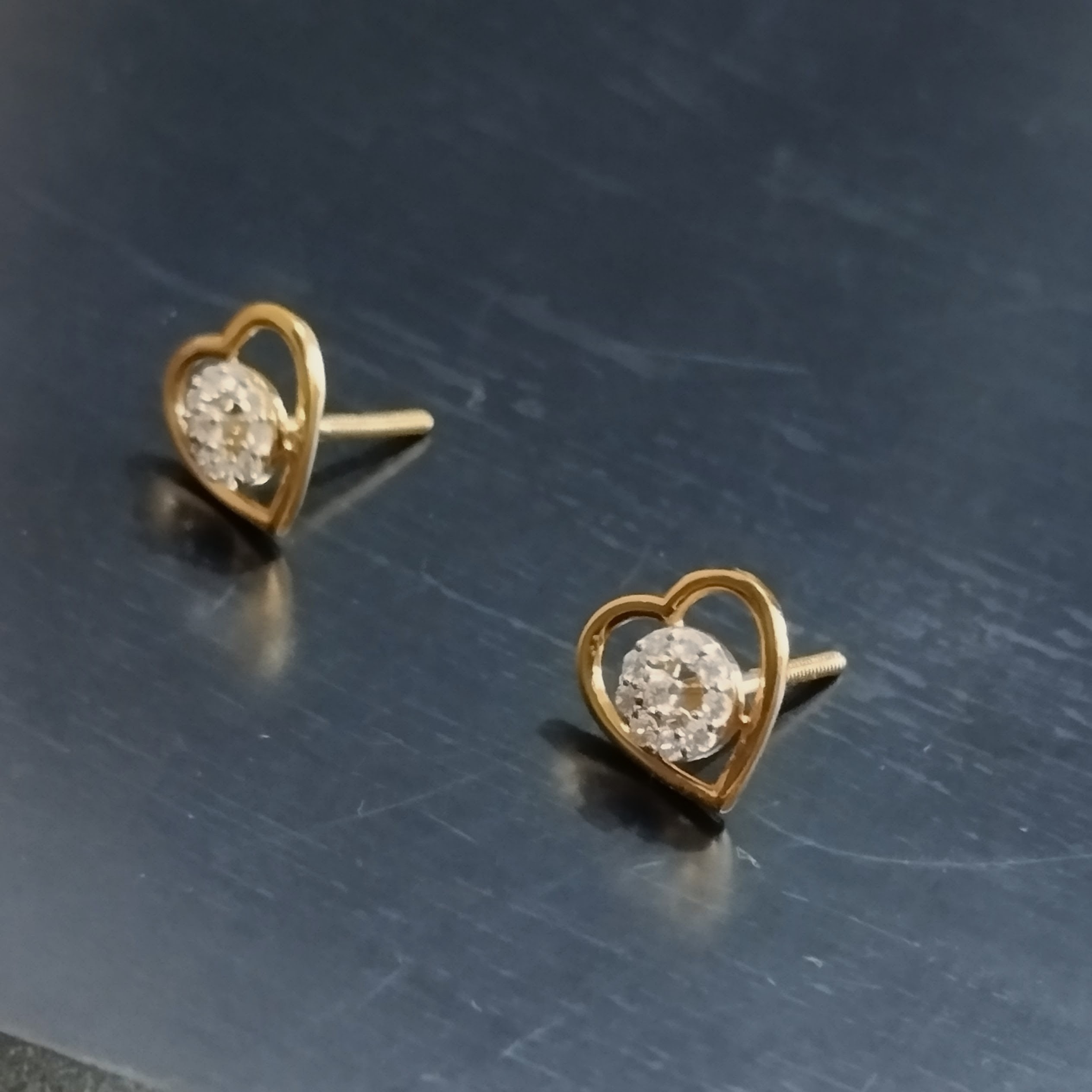 Golden Heart Sparkle Stud Earrings - View 5