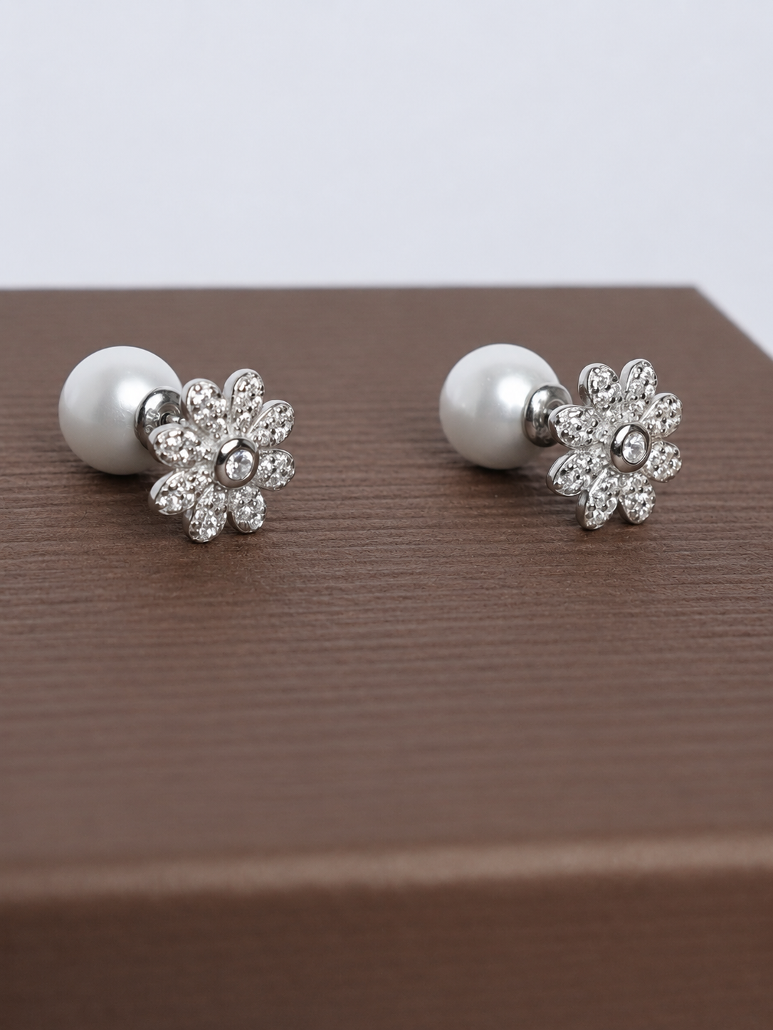 Pearl Bloom Dual-Face 925 Sterling Silver Earrings - View 2