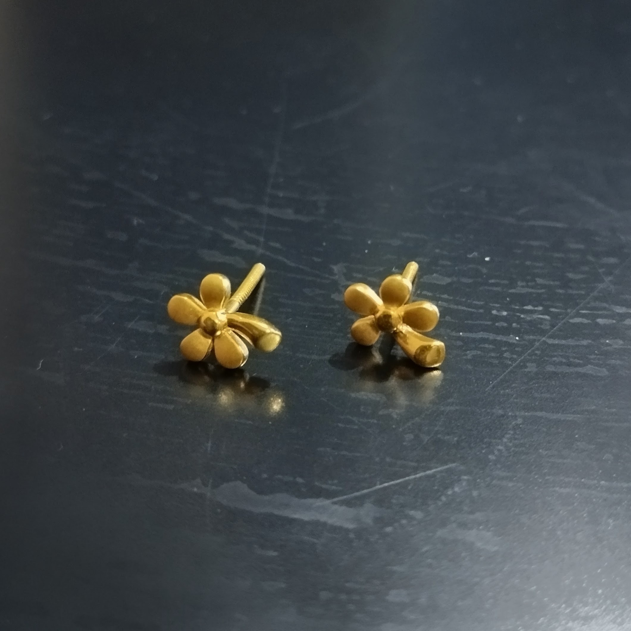 Golden Blossom Petal Stud Earrings - View 2