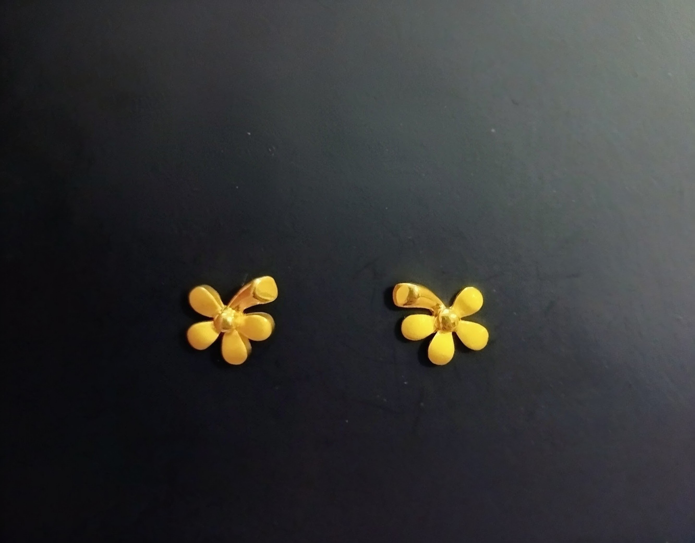 Golden Blossom Petal Stud Earrings - View 3