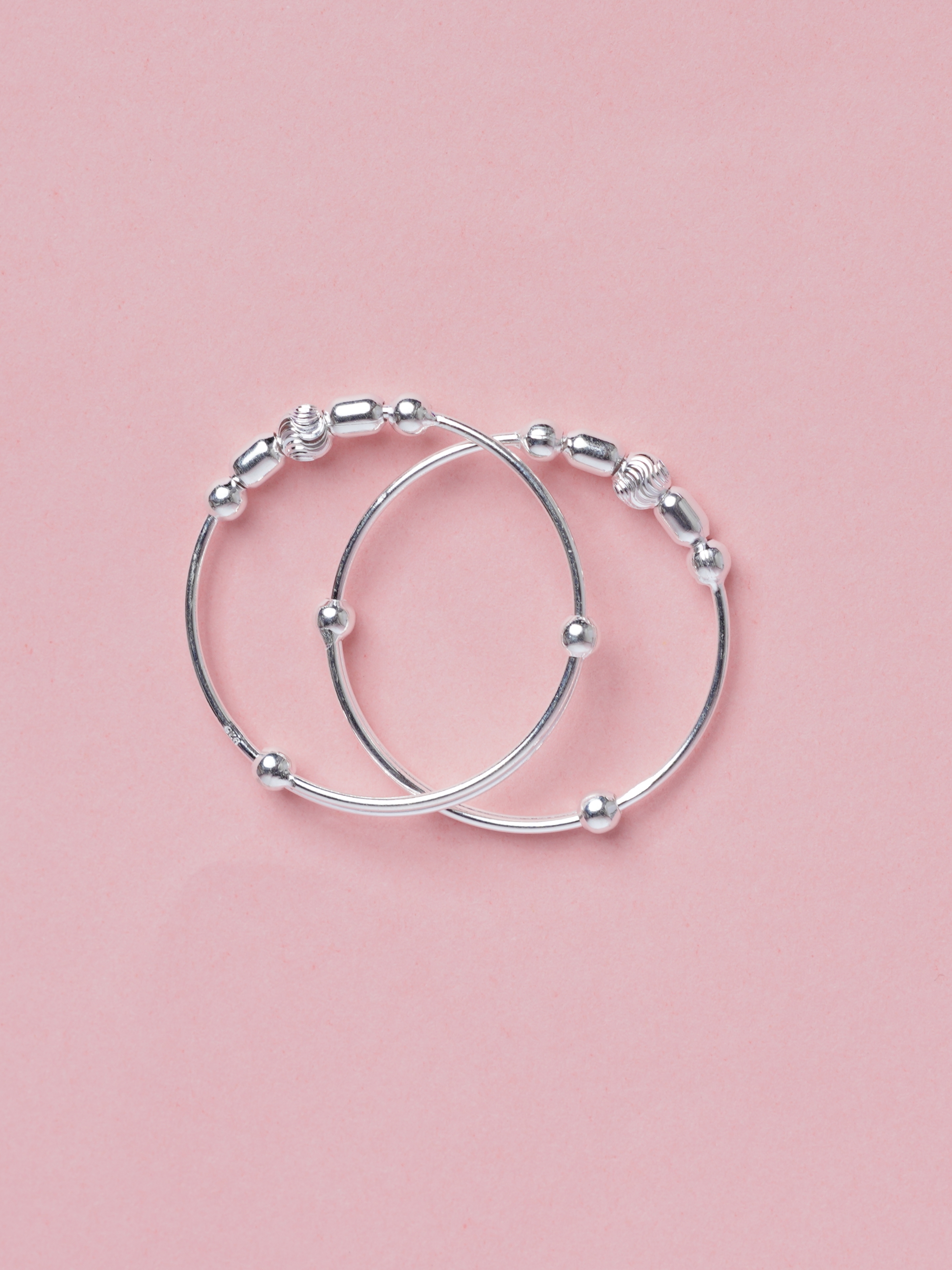 925 Sterling Silver Classic Bead Design Baby Nazariya Kada Set