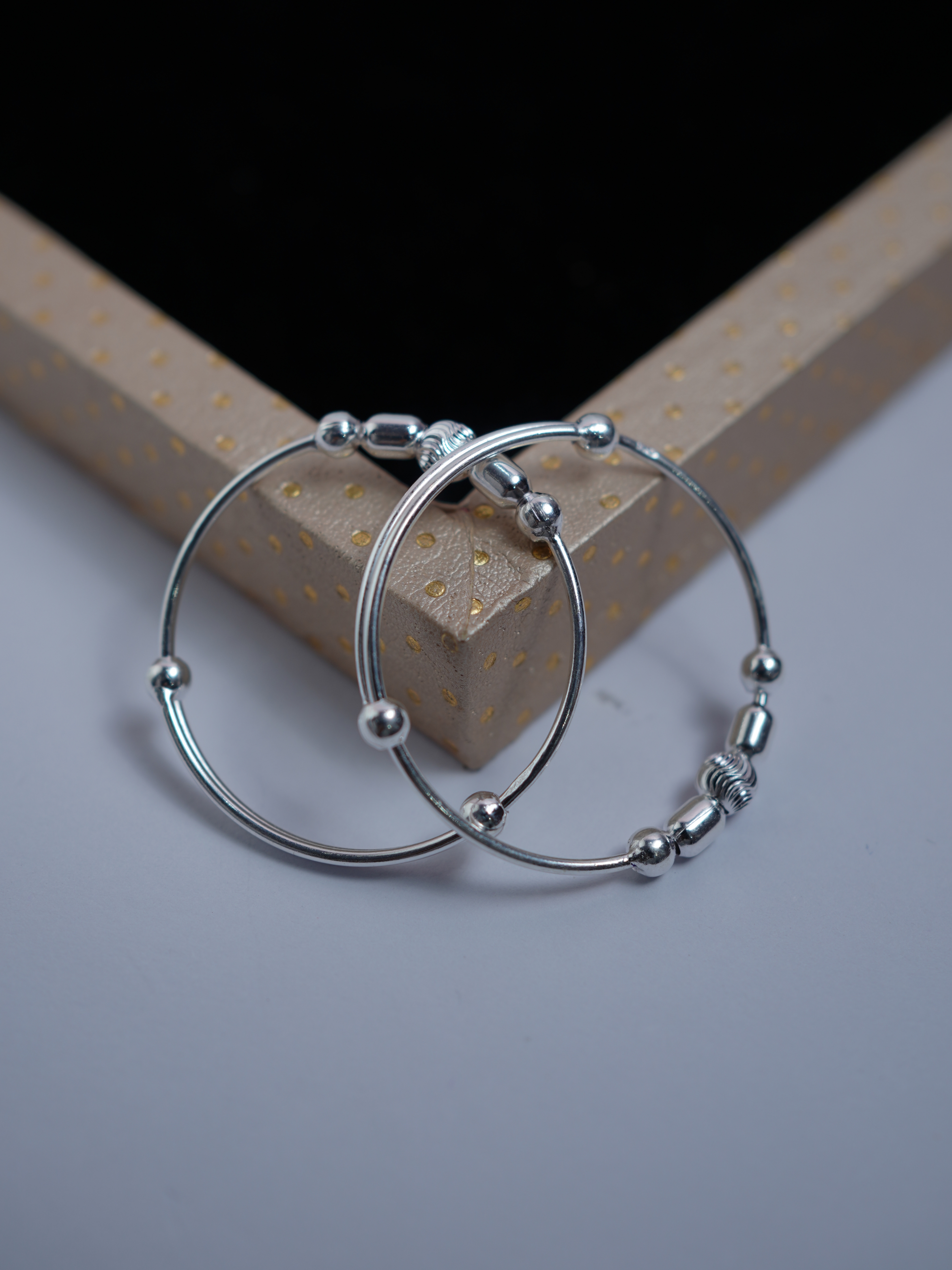 925 Sterling Silver Classic Bead Design Baby Nazariya Kada Set - View 5