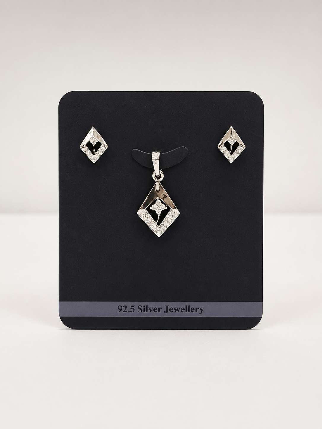 925 Sterling Silver Geometric Floral Pendant Set for Women | Earrings & Pendant Combo