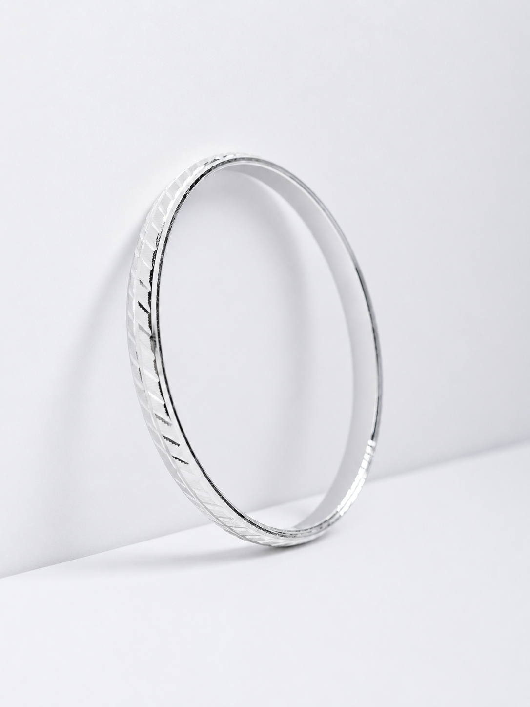 925 Sterling Silver Urban Edge Pattern Kada for Men - View 5