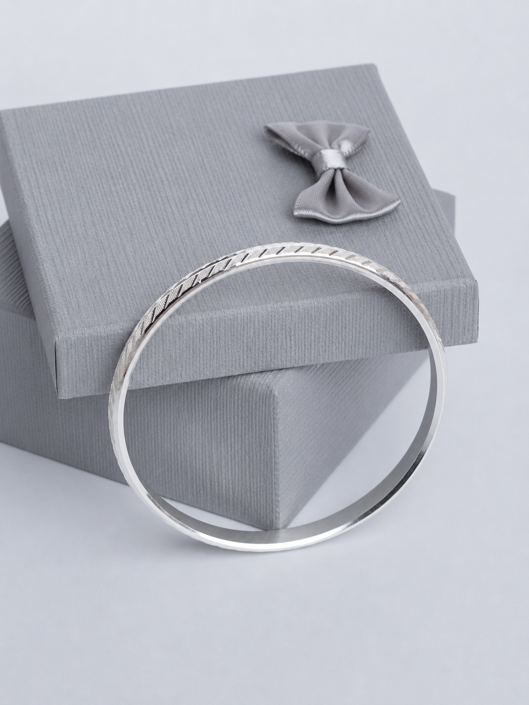 925 Sterling Silver Urban Edge Pattern Kada for Men - View 6
