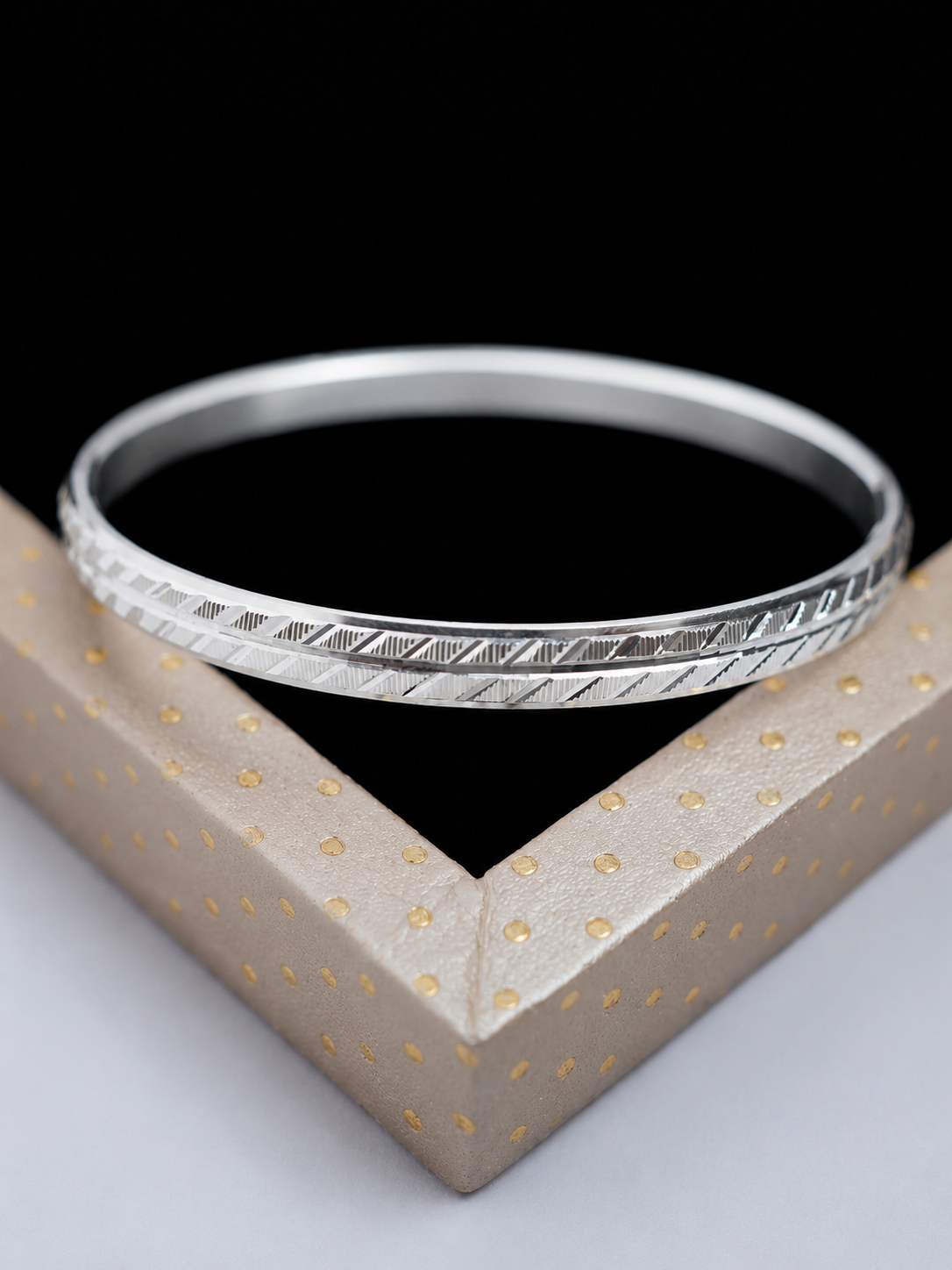 925 Sterling Silver Urban Edge Pattern Kada for Men - View 8