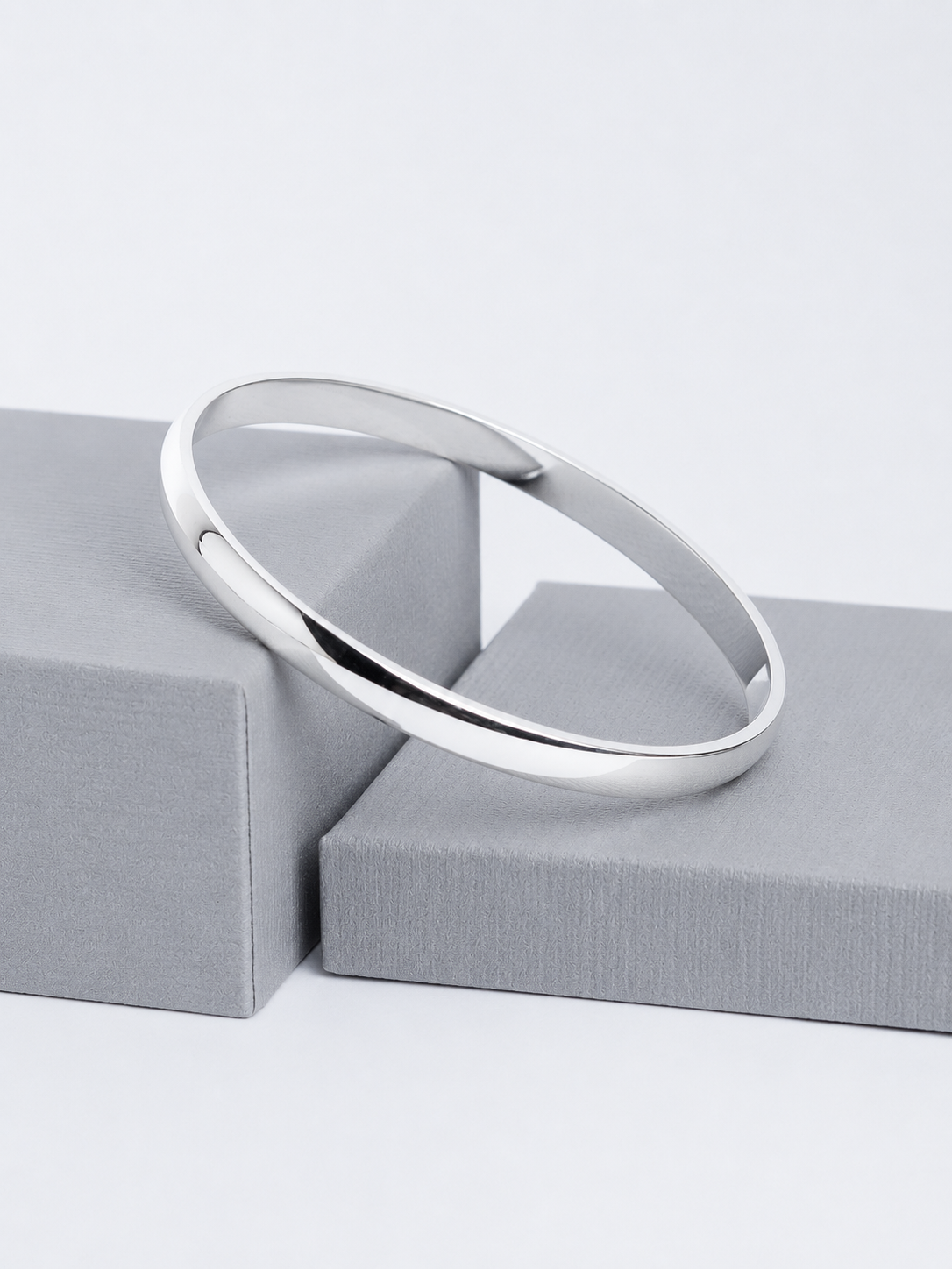 925 Sterling Silver Classic Curve Solid Kada for Men - View 7