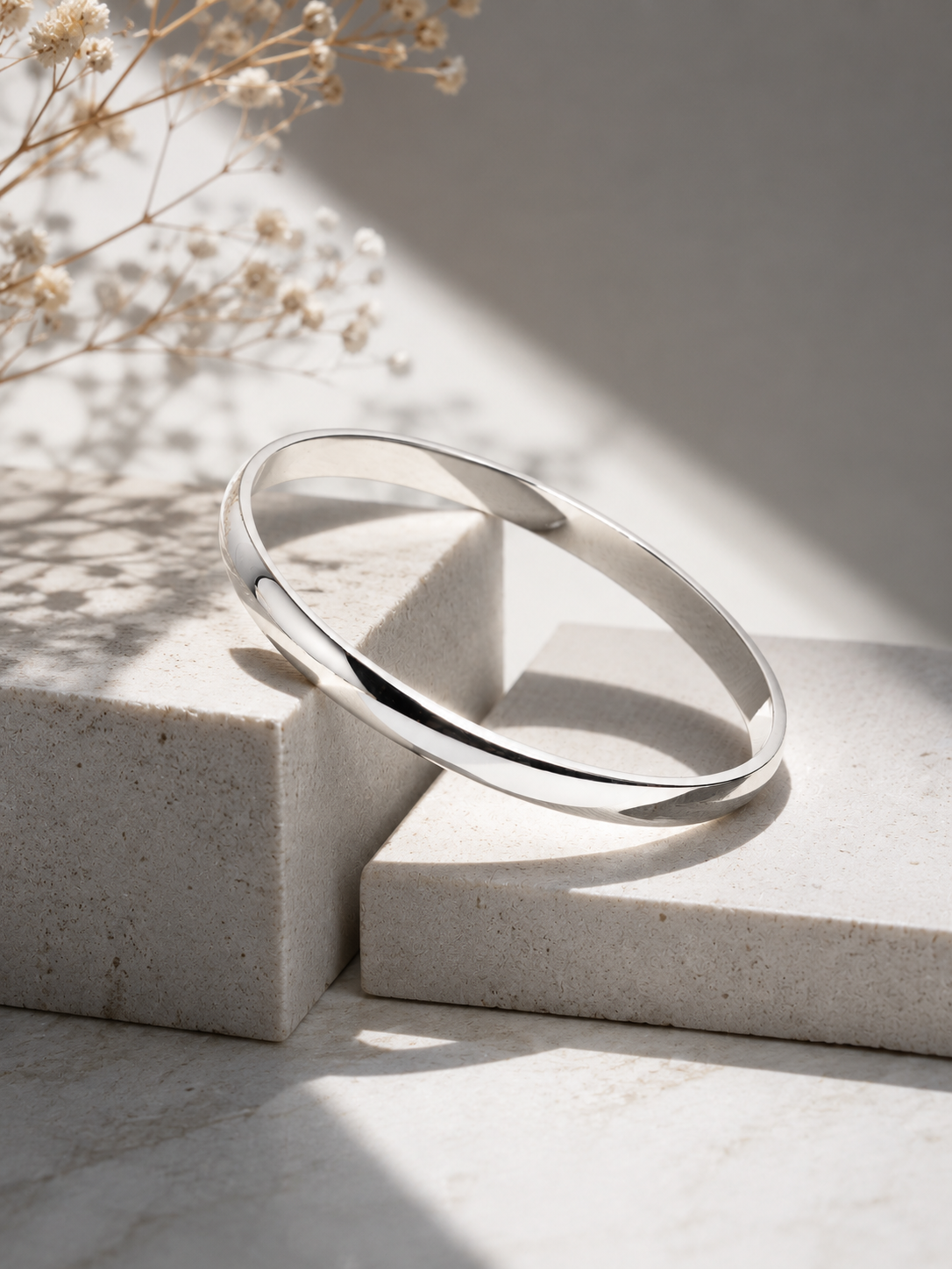 925 Sterling Silver Classic Curve Solid Kada for Men
