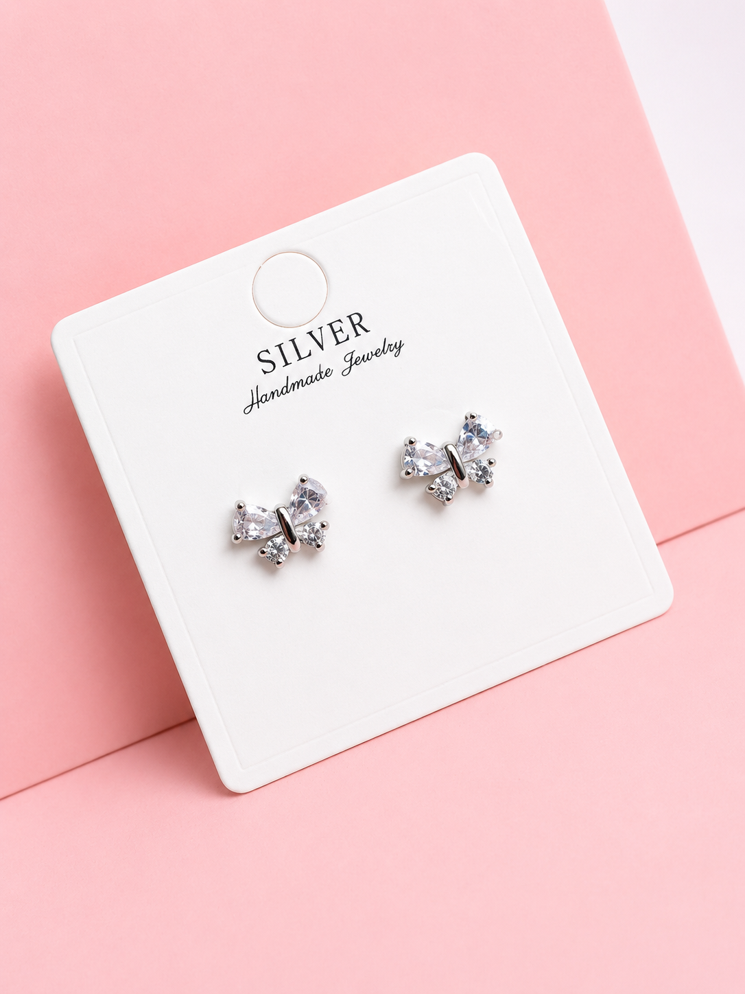 Radiant Ribbon 925 Sterling Silver Stud Earrings - View 3
