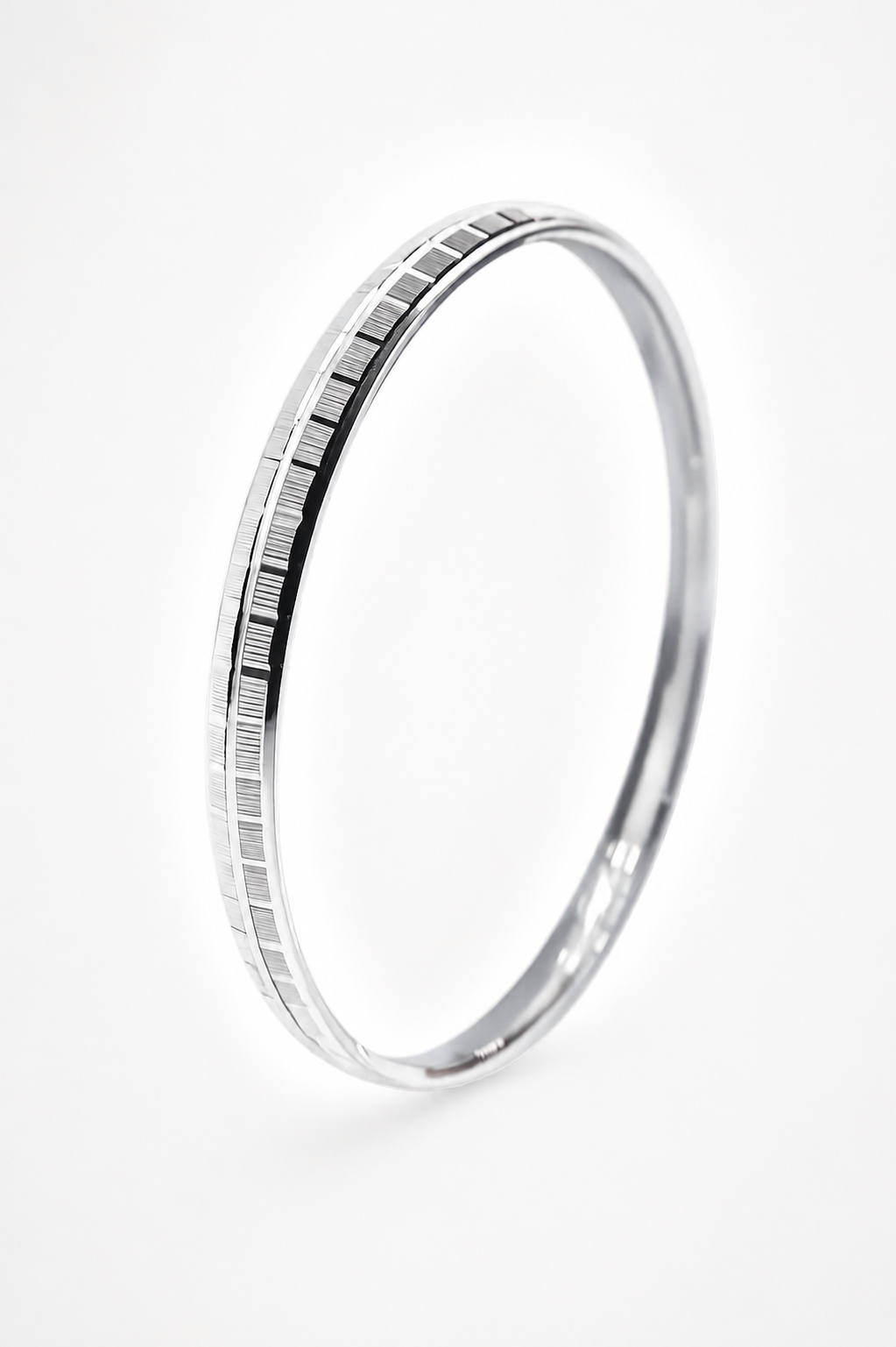 925 Sterling Silver Regal Line Textured Kada for Men - View 3