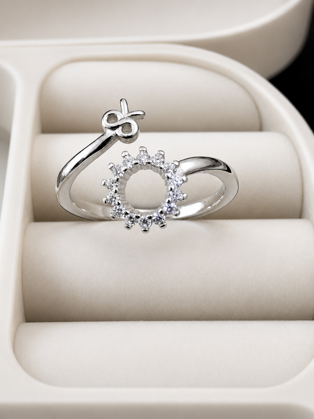 Infinity Halo Charm Adjustable 925 Silver Ring - View 2