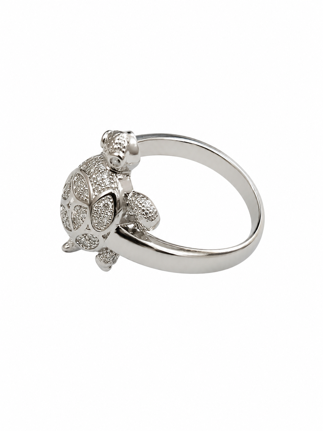 925 Sterling Silver CZ Stone Studded Turtle Ring for Men - View 2