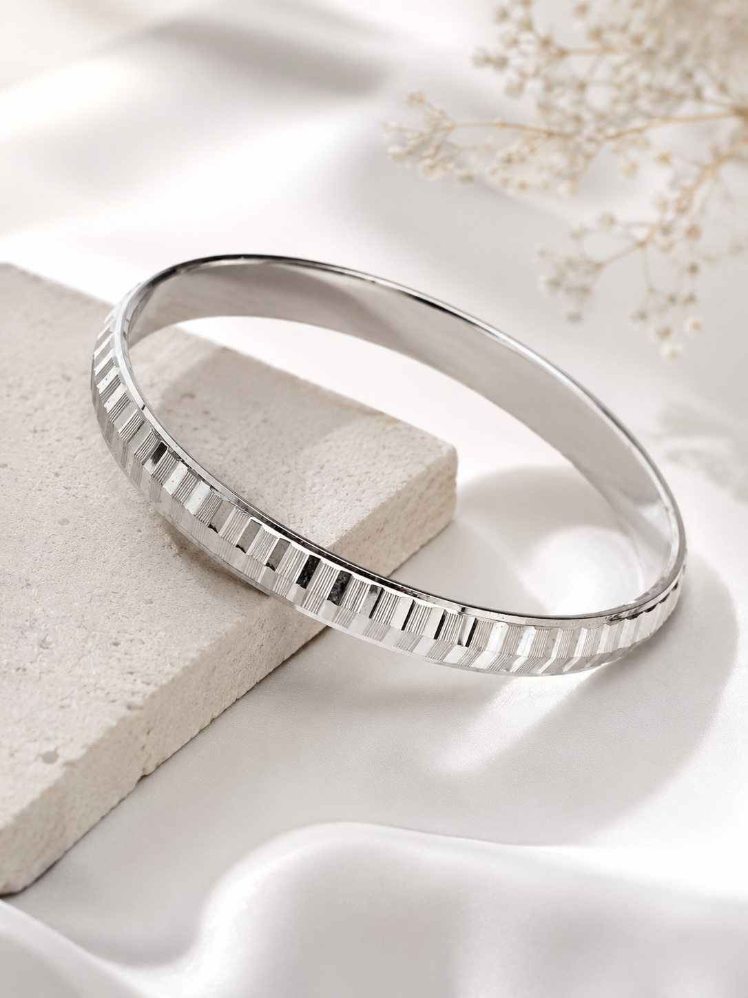 925 Sterling Silver Titan Edge Textured Kada for Men
