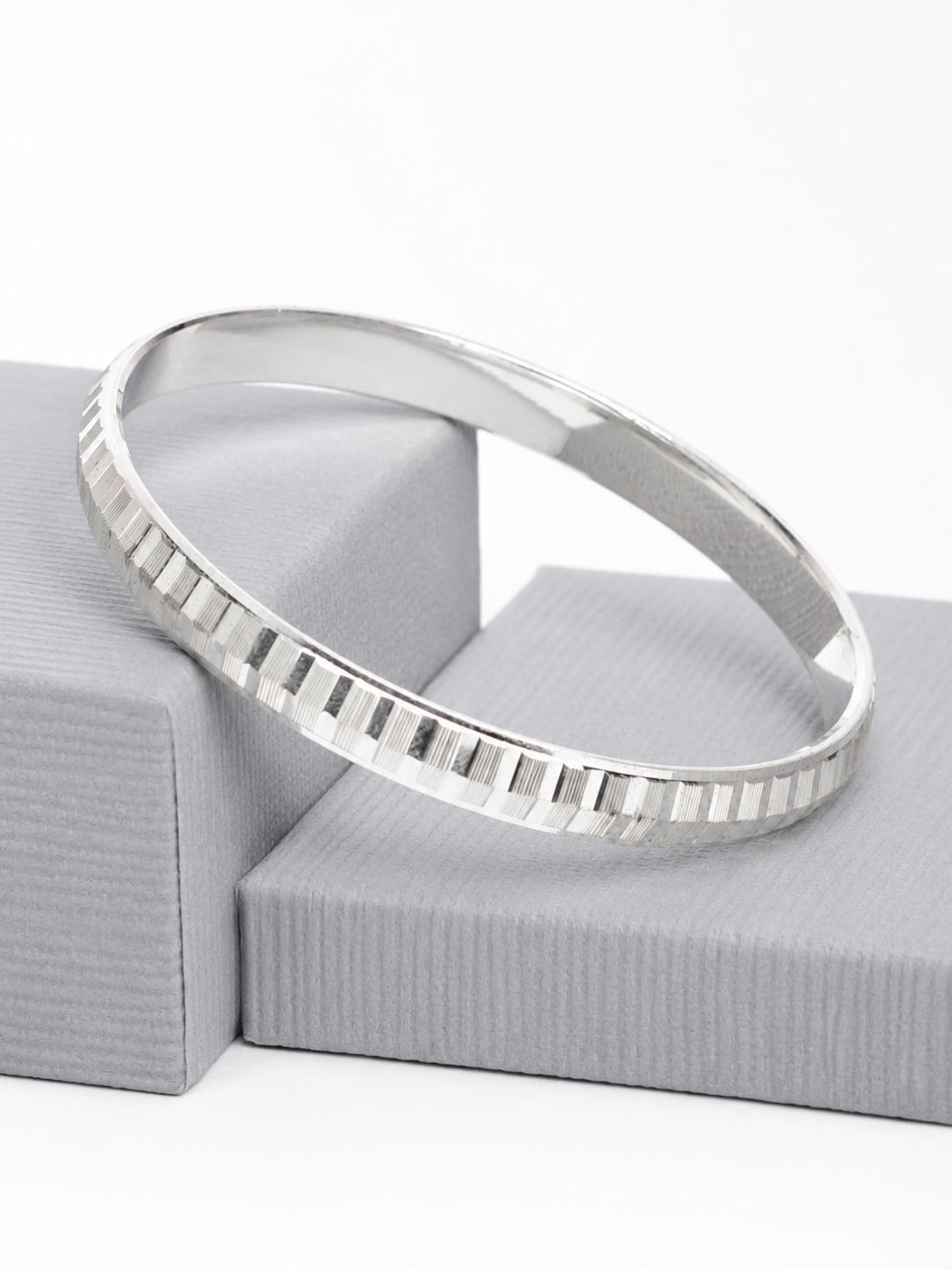 925 Sterling Silver Titan Edge Textured Kada for Men - View 4