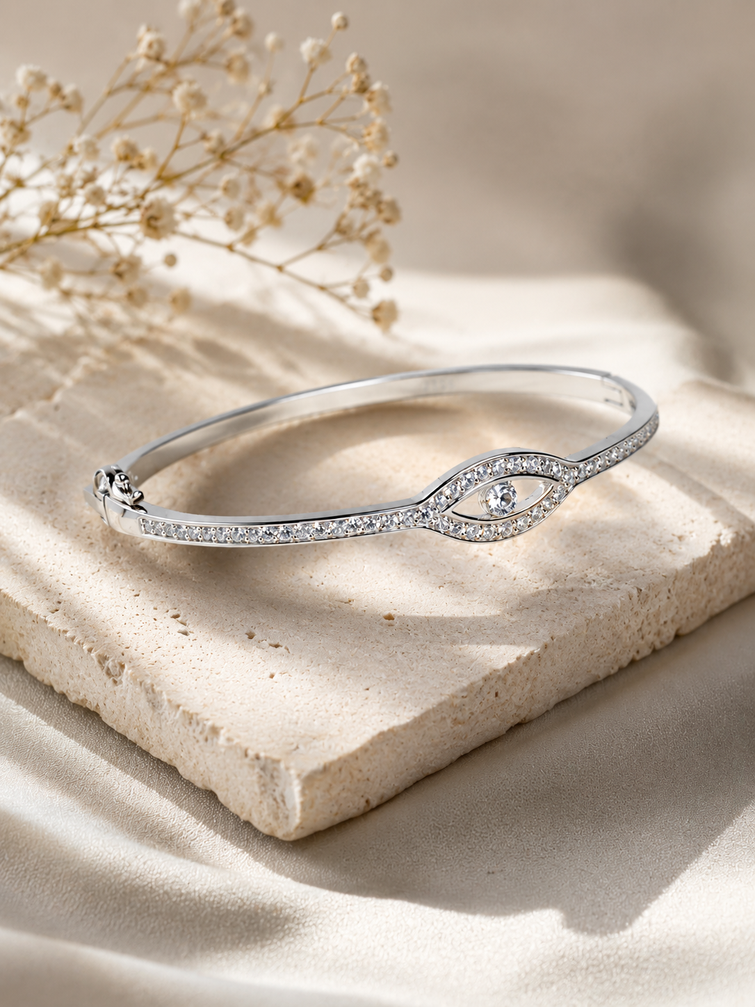 925 Sterling Silver Evil Eye Kada Bracelet for Women
